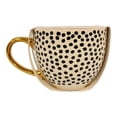 thumbnail image 2 of Taza Thyme & Table de Cerámica con Asa Dorada Diseño de Puntos Pequeños Negros 473 ml Blanco, 2 of 4