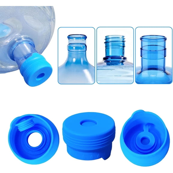 HALCYON 3 Pack 3 and 5 Gallon Water Jug Cap, Upgrade Silicone Reusable Replacement Caps, Non Spill Lids for 55mm Standard/Screw/Crown Tops Water Bottle