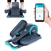 Cubii GO Aqua - Ultra Portable Under Desk Elliptical, Foot Pedal Exerciser Machine with Built-in Wheels, Easy Retractable Handle, Large LCD Fitness Tracker, Adjustable Resistance Levels