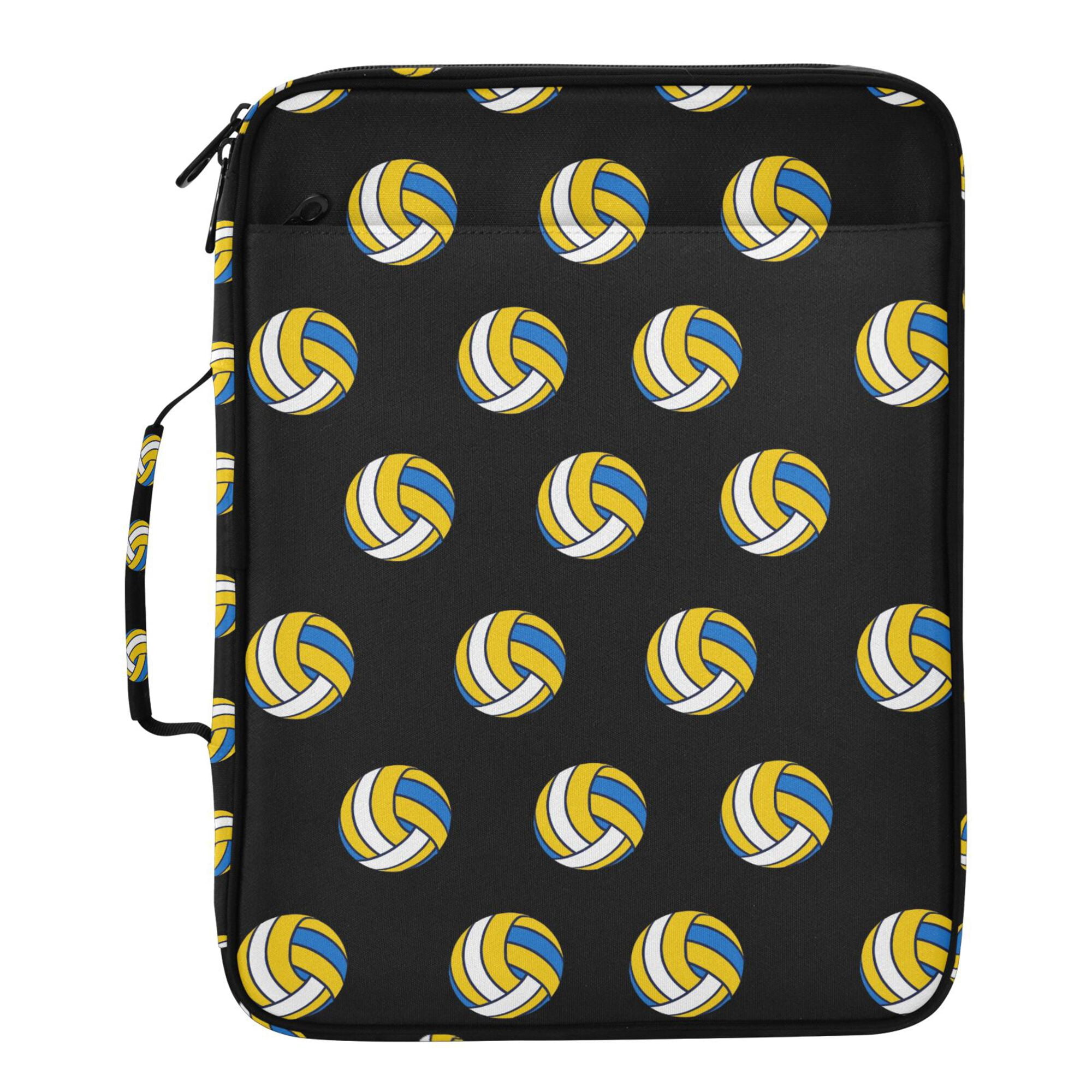 FORMRS Accordion File Folder A4 Size 7-Pocket Expanding Document Organizer Bag with 3 Ring Binder, Black Volleyball Pattern