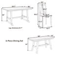 thumbnail image 6 of 6-Piece Wood Dining Table Set Kitchen Table Set with Long Bench and 4 Dining Chairs, Farmhouse Style, Walnut+White, 6 of 9