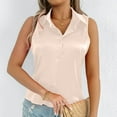 thumbnail image 5 of Lenpel Women's Tank Tops Trendy Summer Satin Sleeveless Collared Button down Shirts Business Casual Tunic Blouses, 5 of 7