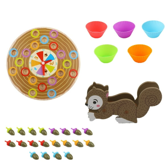 The Game of Life Board Game Board Game Children Wooden Educational Toys Squirrel Clip Nut Turntable Game