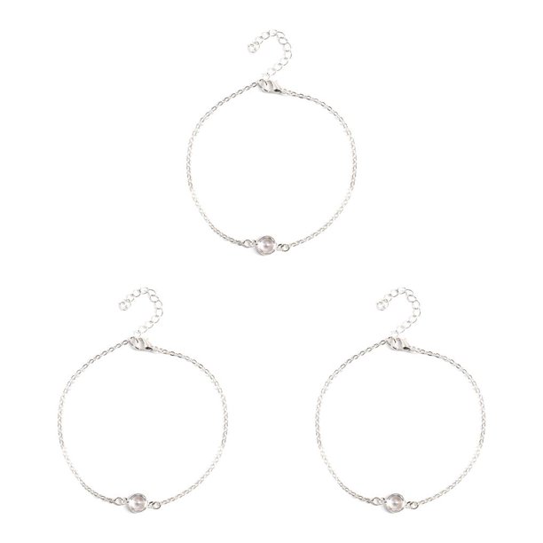 Minnieouse Tobillera elegante aleación ajustable elegante con diamantes de imitación accesorio de moda de tobillo cadenas de pie para mujer plata Type1 NO1 Minnieouse CBP253321