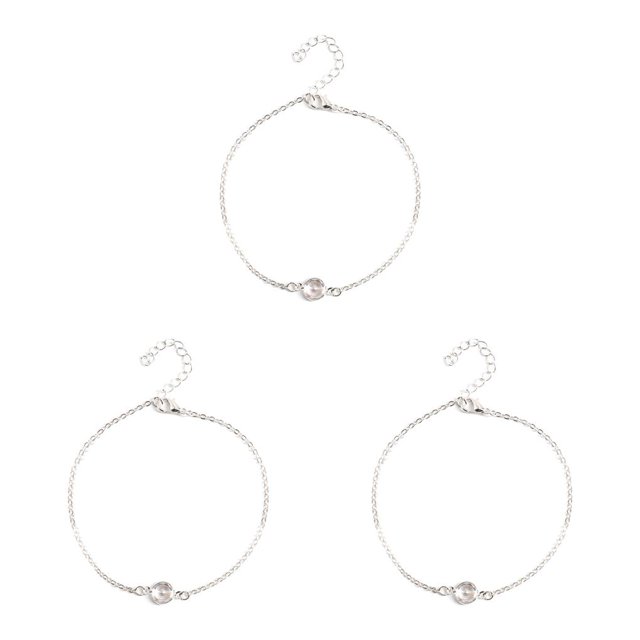 Minnieouse Tobillera elegante aleación ajustable elegante con diamantes de imitación accesorio de moda de tobillo cadenas de pie para mujer plata Type1 NO1 Minnieouse CBP253321