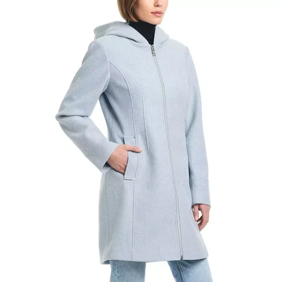 Vince Camuto Ladies' Faux Wool Hooded Full-Zip Jacket Blue Medium