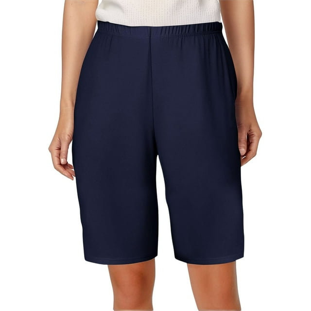 TrendOFT Womens Running Shorts Casual Stretch Waist Comfortable Wear Basic Solid Color Elastic High Waist Ladies Plus Size Capris Lounge Shorts Womens Athletic Shorts Navy M