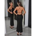thumbnail image 3 of Womens Elegant Black Strappy Backless Maxi Dress, 3 of 6