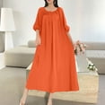 thumbnail image 6 of STETMN Plus Size Summer Holiday Dress for Women Half Sleeve Solid Loose Dresses Pleated Beach Sundress, 6 of 6