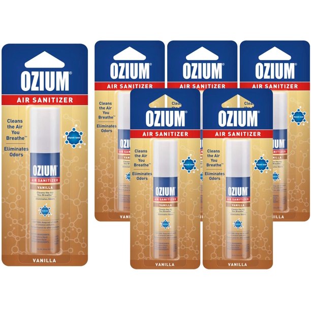 Ozium Air Sanitizer & Freshener Vanilla Scent (0.8 oz.) Pack of 6