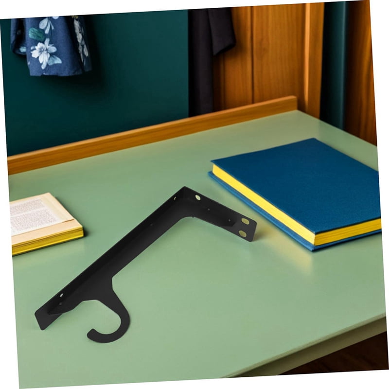 Heavy Duty Wall-Mounted Closet Rod Brackets with Hook Metal Shelf Support Holders for Bedroom Holder for Hanging Clothes