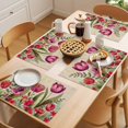 thumbnail image 5 of Red and Placemats Set of 2, Pink Tulip Watercolor Floral Retro Linen Non-Slip Place Mats Washable Table Mats for Kitchen Dining Table Decorations Indoor/Outdoor, 5 of 9