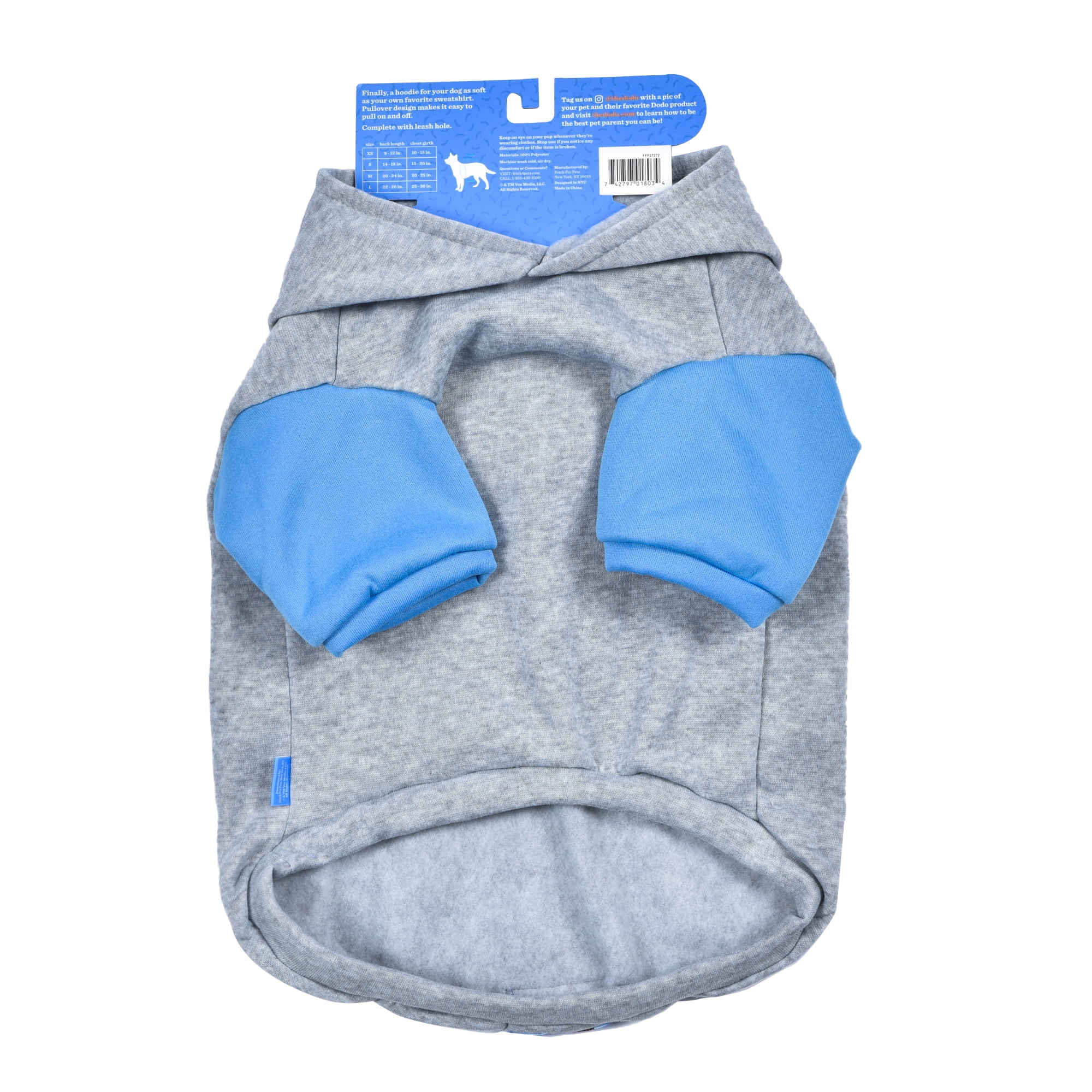 The Dodo Grey & Blue Dog Hoodie - Large