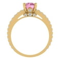 thumbnail image 4 of 1.465 ct Round Cut Simulated Pink Diamond Solitaire with Simulated Diamond Accents 18K Yellow Gold Womens Engagement Ring, 4 of 5