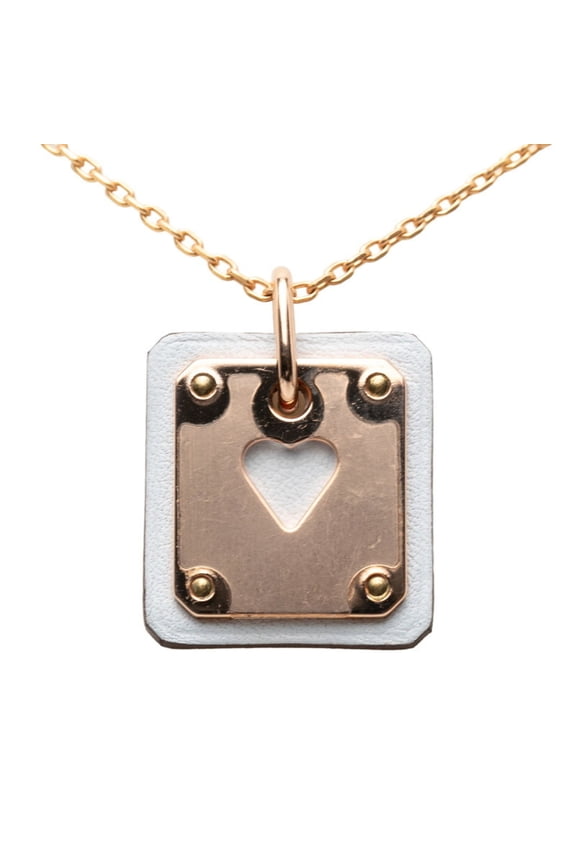 Pre-Owned Hermes Herms Asdecourt Necklace in Gold and Multicolor Plated Swift Leather for...