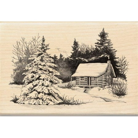 Rubber Stamps Christmas Cards Inkadinkado Christmas Mounted Rubber Stamp, Snowy Cabin 2.75