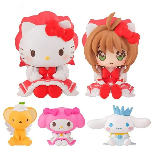 Bandai Sanrio Gashapon figura Anime lindo Hello Kitty Cosplay Sakura Cardcaptor Kawaii estatuilla Gacha cápsula juguetes niños regalo