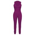 thumbnail image 2 of ZAZYULZ Summer Jumpsuits for Women 2024 Women's Sleeveless Sexy Deep V Neck Tight Hollowed Out Waist Jumpsuit(Purple,M), 2 of 4