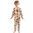 thumbnail image 6 of FORMRS Long Sleeve Top and Pants Pajama Set for Niños 2-Piece Sleepwear, Sizes 18M-8Y, Brown Cakes, 6 of 6