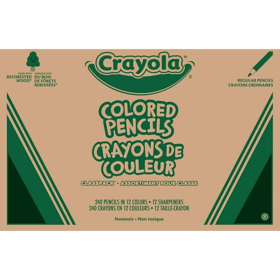 Crayola Colored Pencils Classpack (240ct), Must Have Teacher Supplies, Bulk Colored Pencils for School Classrooms, 12 Colors, Back to School Essentials