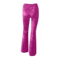 thumbnail image 7 of Women's High Waist Wide Leg Long Palazzo Bell Bottom Yoga Pants Velvet Elastic Waist Flare Leg Trendy Long Trousers, 7 of 7