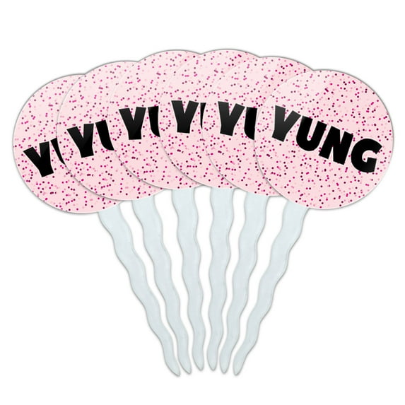 Yung Cupcake Picks Toppers - Set of 6 - Pink Speckles