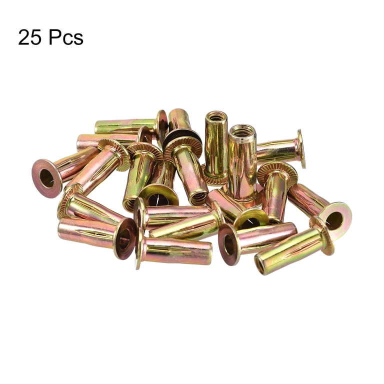 1/4-20 Multi-Grip Rivet Nuts, 25 Pack Pre-Bulbed Shank Insert Nut
