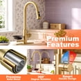 thumbnail image 5 of Sunrinx Brushed Gold 3-in-1 Kitchen Sink Faucet,High-Arc Design Kitchen Faucet with Pull-Down Sprayer, 3 Function Spray Modes Kitchen Faucets for Modern Kitchen with Press-Type Glass Rinser, 5 of 10