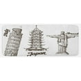 thumbnail image 1 of Travel Kitchen Mat, Leaning Tower of Pisa Japanese Building and Brazil Architecture Culture, Plush Decorative Kitchen Mat with Non Slip Backing, 47" X 19", Army Green, by Ambesonne, 1 of 1
