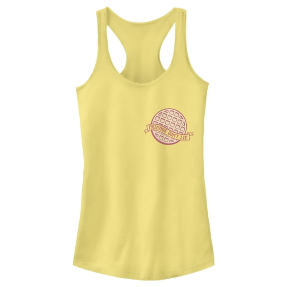 Netflix Junior's Stranger Things Friends Don't Lie Waffle Badge Racerback Tank Top Banana Small