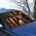 thumbnail image 3 of Xoenoiee Deer Forest American Flag Print Car Windshield Snow Cover, Foldable Ice Windshield Cover Snow Protection Cover, Easy to Use, Universal Fit for Cars, SUV, Sedan, Hatchback, 3 of 7
