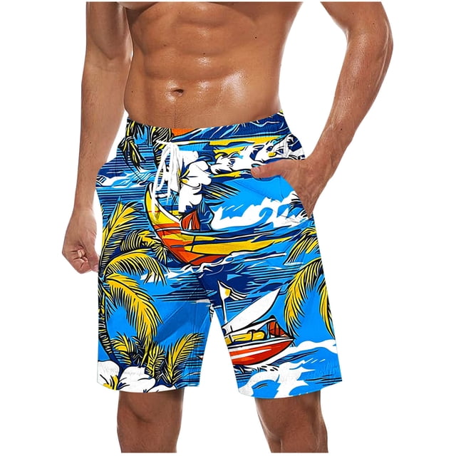 Pantalones Cortos Casuales para Hombre Imprimir con Bolsillos Pantalones de Playa de Cintura Elástica, Pantalones Cortos de Cintura Elástica para Hombre