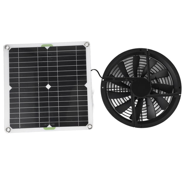 Kit de Ventilador Solar de 10 Pulgadas y 100 W, Impermeable, con Carcasa de Ventilación Redonda, Extractor para Gallinero, Invernadero o Cobertizo.
