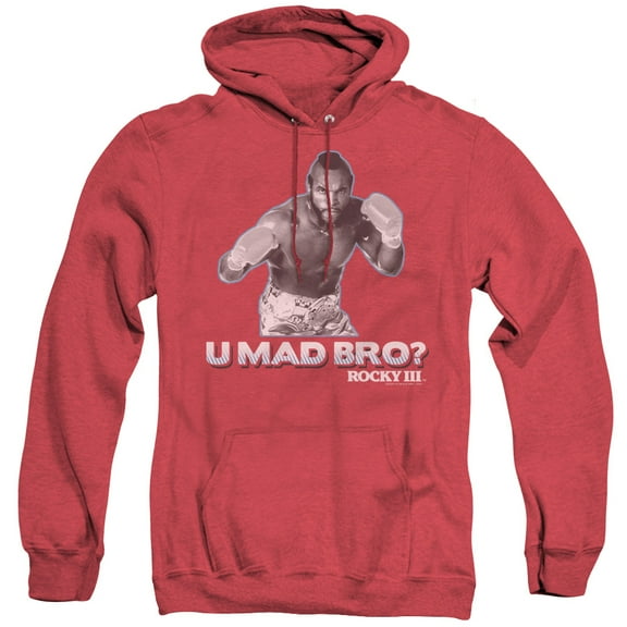 Rocky Iii U Mad Bro Adult Heather Hoodie Sweatshirt Red