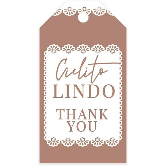 Cielito Lindo Baby Shower Thank You Tags with String, Neutral Terracotta Party Favors Mexican Theme, 20 Pack