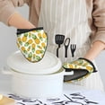 thumbnail image 2 of Pineapple print Oven Mitts Heat Resistant - Soft Lining Silicone Mini Oven Mitts with HangingLoop, Kitchen Oven Gloves Heat Resistant 500℉ for Cooking Baking Microwave, 2 of 7