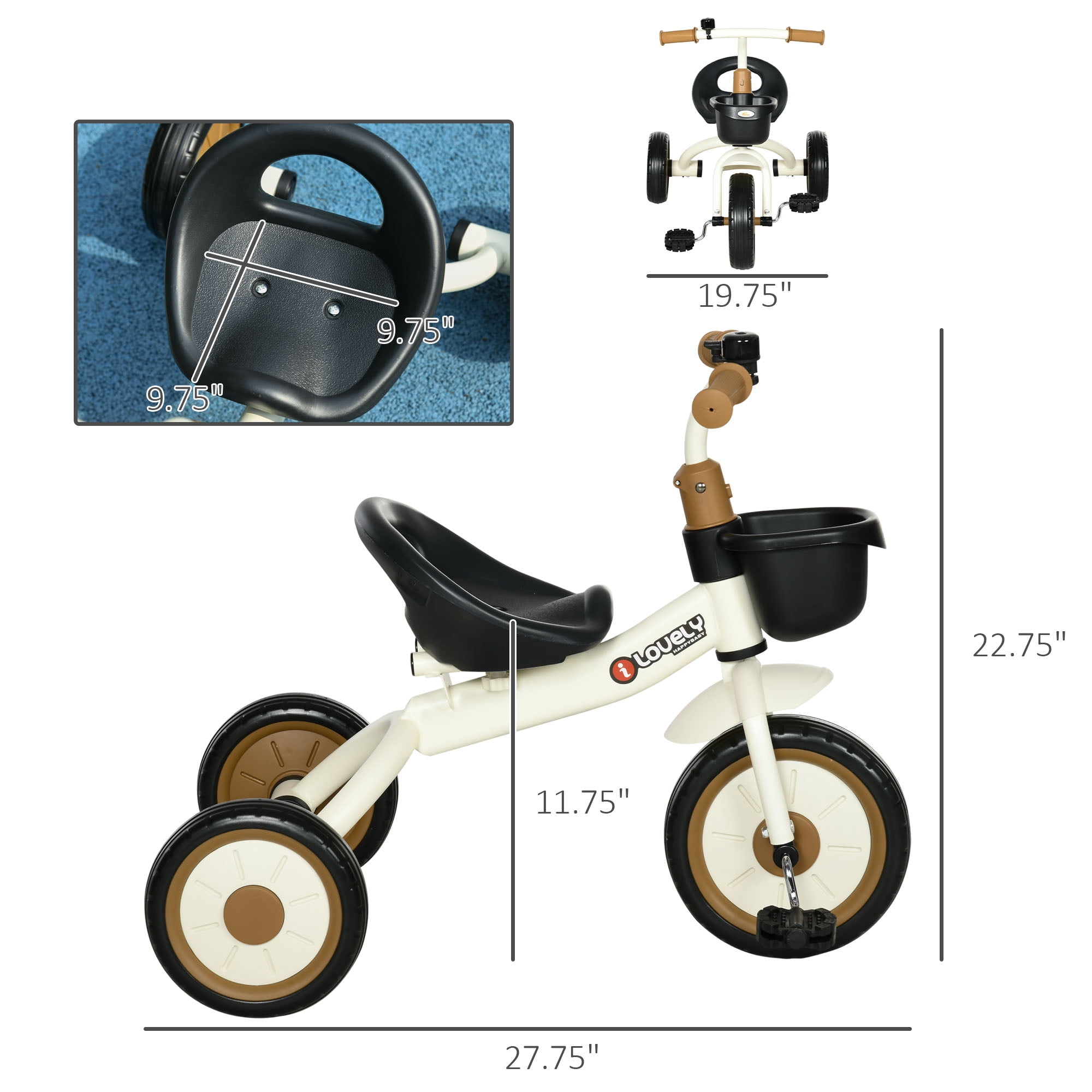 Qaba Tricycle for Kids Age 2-5, Toddler Bike for Children, Pink