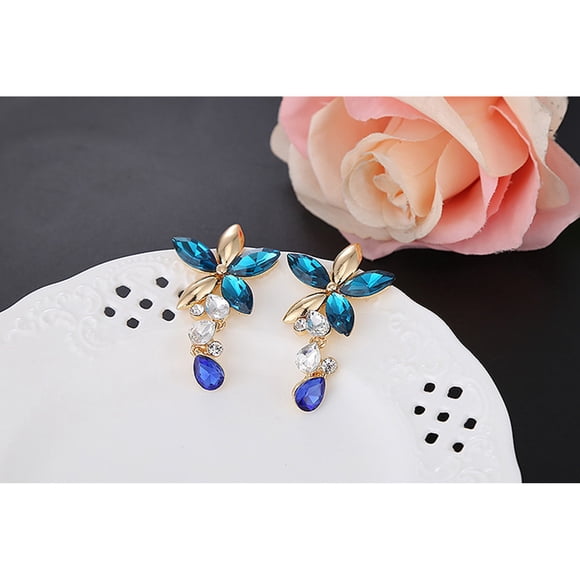 Xihbxyly Conjunto de Joyas Coloridas, Collar de Flores de Cristal Vibrantes, Pendientes de Gancho a Juego, Elegante Diseño de Aleación, Perfecto para Fiestas, Eventos y Uso Diario, para Amantes de La