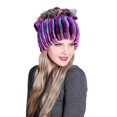 thumbnail image 1 of Bonnet à Fourrure de Couleur Contrastante pour Femmes Hiver avec Patchwork, 1 of 4