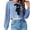 Blue, variant on Women Bow Tie Front Long Sleeevd Ribbed Cable Sweater Knit Crop Cardigan