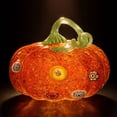 thumbnail image 5 of Halloween Small Hand Blown Glass Pumpkin Ornament - Multicolor Swirl Art Gourd Figurine Decorative Fall Statue for Thanksgiving Tabletop and Shelf, 5 of 7