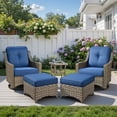 thumbnail image 2 of Ovios 5 Piece Outdoor Patio Bistro Set All-Weather Wicker Swivel Chairs with Ottomans High-Back Sectional Conversation Furniture for Backyard, Porch, or Garden, 2 of 9