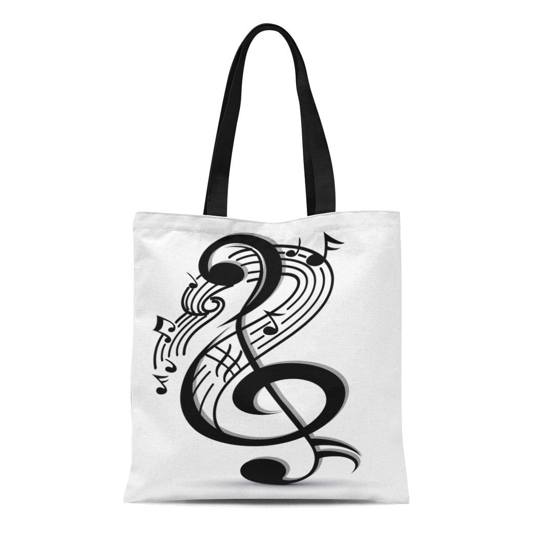 JSDART Canvas Tote Bag Red Jazz Music Musical Note Funky Classical Symphony Abstract Reusable