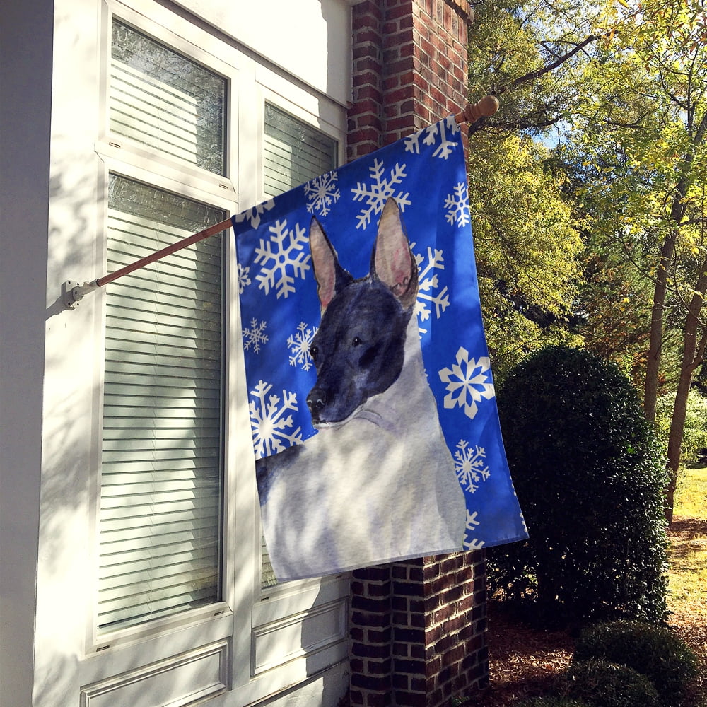 Carolines Treasures SS4618-FLAG-PARENT Rat Terrier Winter Snowflakes Holiday Flag  multicolor
