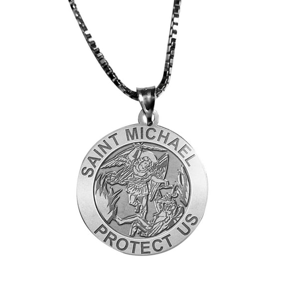 PicturesOnGold.com Saint Michael Religious Medal Pendants Necklace Adult - 1 in Sterling Silver