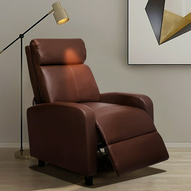 Single Recliner Chair Sofa Modern, Dark Brown Leather Sofa Recliner Chair