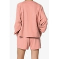 thumbnail image 2 of TheMogan Women's S~3X Cotton Terry Long Sleeve Oversized Top & Drawstring Shorts SET, 2 of 7
