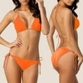 thumbnail image 3 of Clearance! Prolriy Bikini Sets for Women Solid Color Lace Up Bikini Two Piece Swimsuit Womens Swimsuits Orange M, 3 of 9