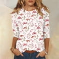 thumbnail image 2 of ZHENHONG Graphic Tees for Women, Women's Fashion Casual Floral Stripe Print Three Quarter Sleeve T Shirt Going Out Tops, 2 of 5