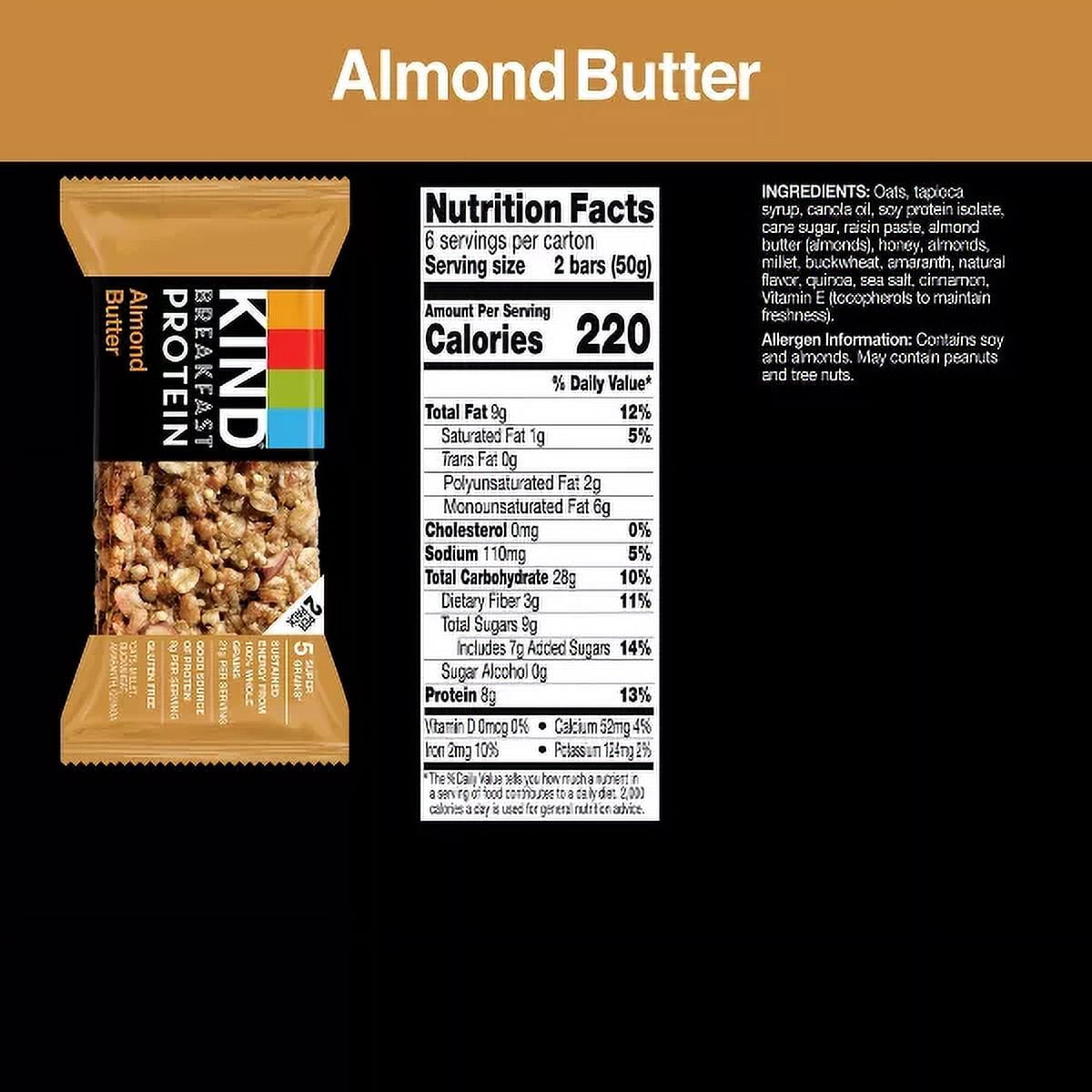 KIND Gluten Free Breakfast Protein Bars Almond Butter 6 Packs Pack of 4